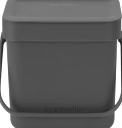 Affaldsspand m/låg sort. kon. 3 ltr