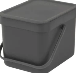 Affaldsspand m/låg sort.kon. 6 ltr