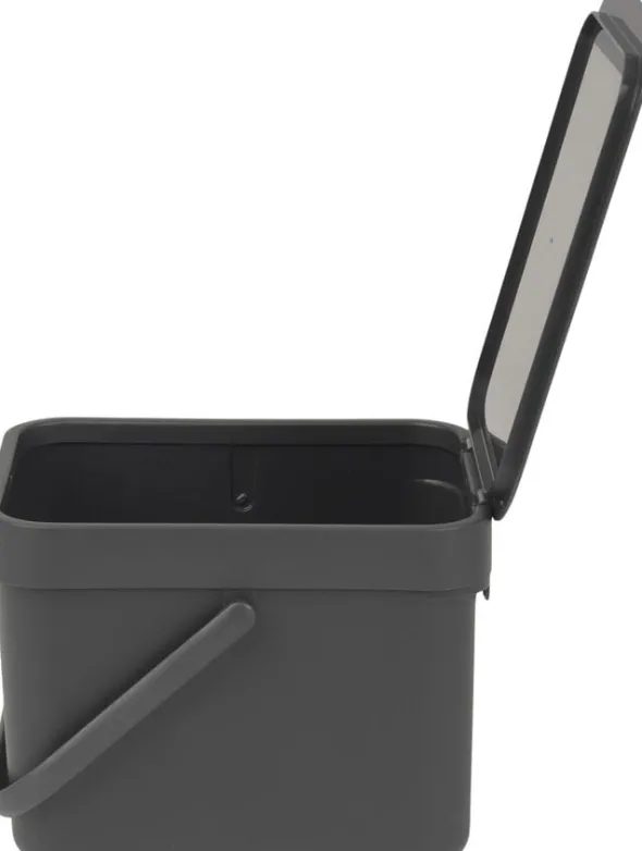 Affaldsspand m/låg sort.kon. 6 ltr