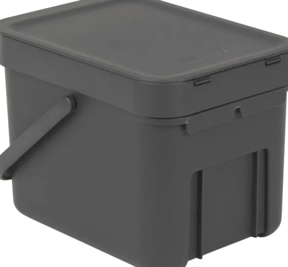 Affaldsspand m/låg sort.kon. 6 ltr