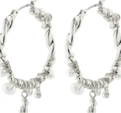 ANA pearl & crystal hoops silver-plated