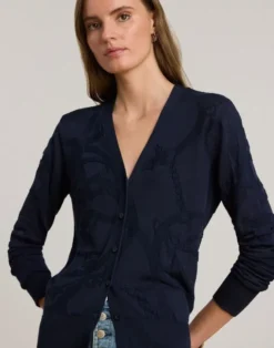 Belting-Motif V-Neck Cardigan
