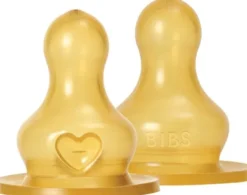 BIBS Baby Bottle Nipple Round Latex 2 pack Fast Flow