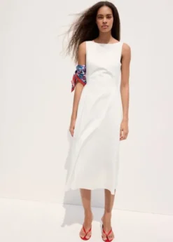Boat-neck ruched dress