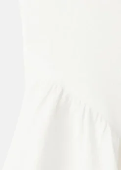 Boat-neck ruched dress