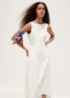 Boat-neck ruched dress