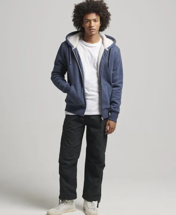 BORG LINED ZIP HOOD