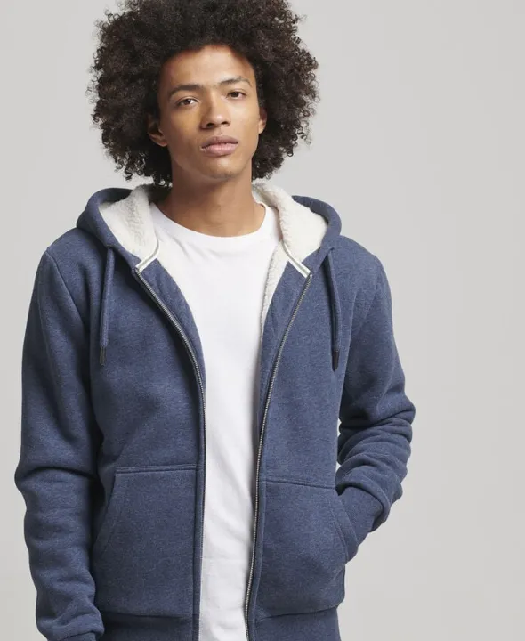 BORG LINED ZIP HOOD