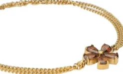 Bracelet dubble chain brown strass flower