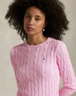 Cable-Knit Cotton Crewneck Sweater