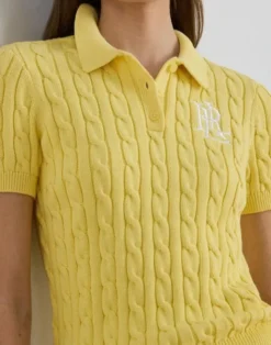 Cable-Knit Cotton Polo Sweater