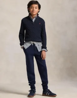 Cable-Knit Cotton Quarter-Zip Sweater
