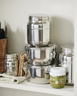 CANI can w/lid, high, M, stainless steel