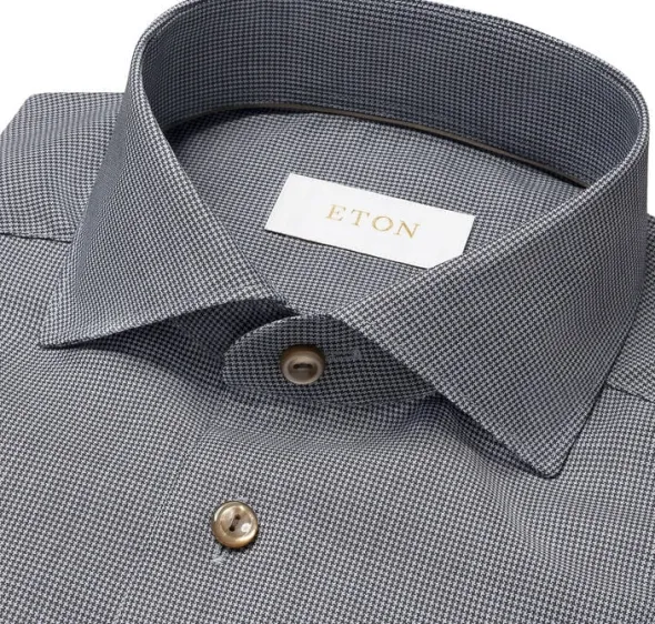 Contemporary Fit Brown Houndstoothmerino Wool Shirt
