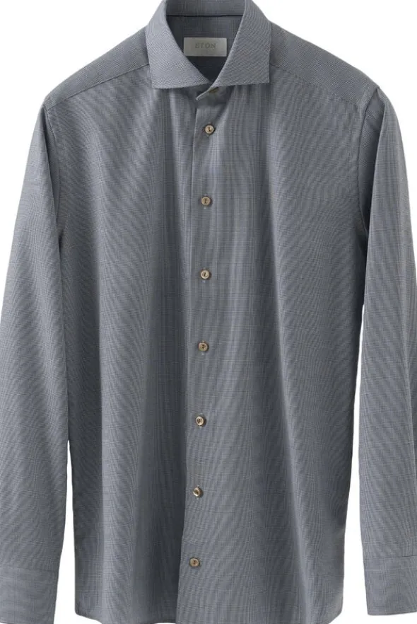 Contemporary Fit Brown Houndstoothmerino Wool Shirt