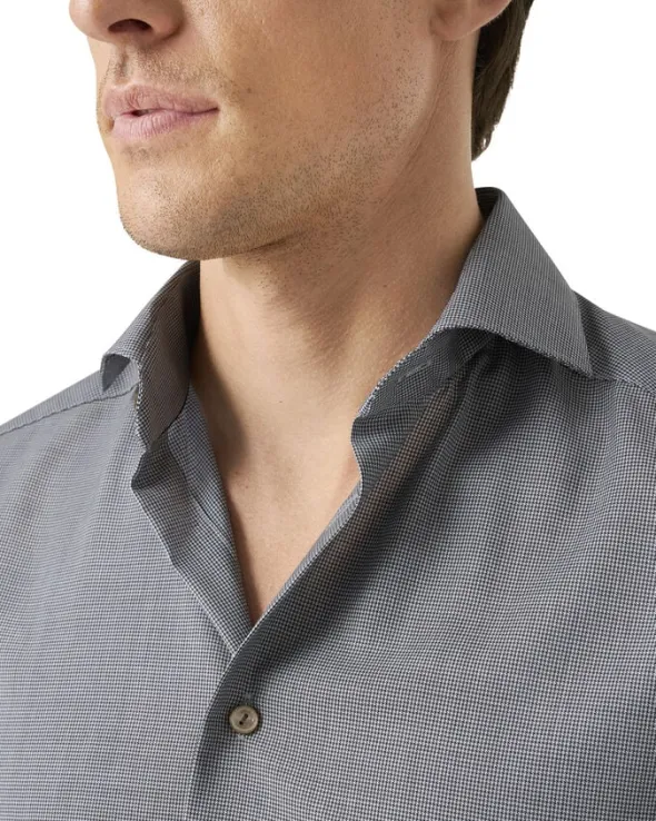 Contemporary Fit Brown Houndstoothmerino Wool Shirt