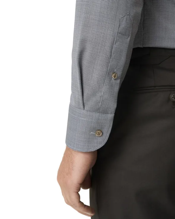 Contemporary Fit Brown Houndstoothmerino Wool Shirt