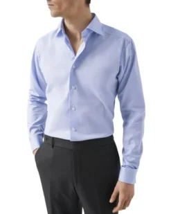 Contemporary Fit Light Blue Signature Twill Shirt - French cuff