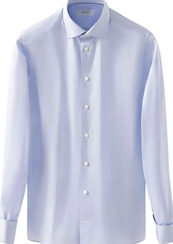 Contemporary Fit Light Blue Signature Twill Shirt - French cuff