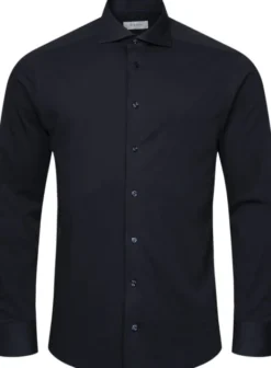 Contemporary Fit Navy Blue Solid Four-Flex Stretch Shirt