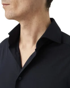 Contemporary Fit Navy Blue Solid Four-Flex Stretch Shirt