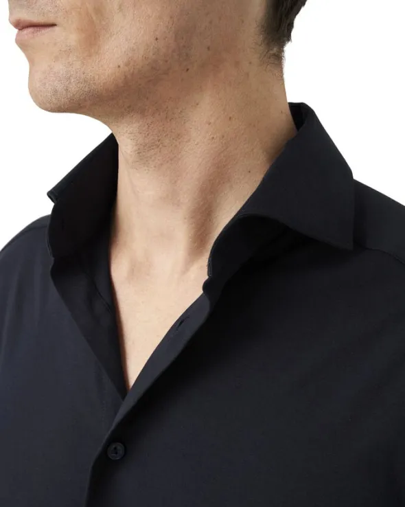 Contemporary Fit Navy Blue Solid Four-Flex Stretch Shirt