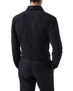 Contemporary Fit Navy Blue Solid Four-Flex Stretch Shirt