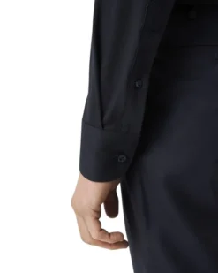 Contemporary Fit Navy Blue Solid Four-Flex Stretch Shirt