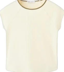 Cotton T-shirt with contrast piping