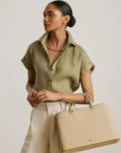 Crosshatch Leather Large Hanna Satchel