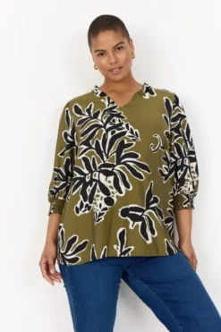 Curvy WA-LINNEA 2 Bluse Oliven