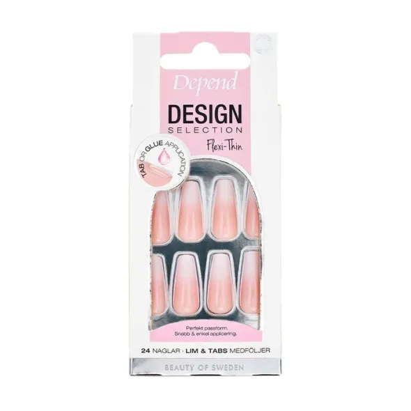 Depend kunstige negle Design Selection French Fade Coffin