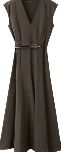 Double-belt A-line dress