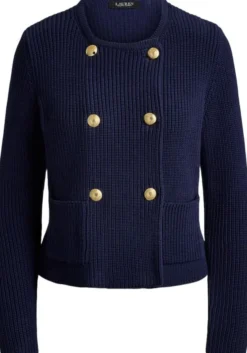 Double-Breasted Cotton Sweater Jacket