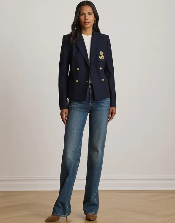 Double-Breasted Stretch Piqué Blazer