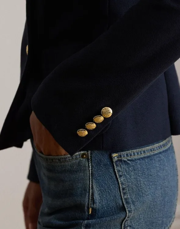 Double-Breasted Stretch Piqué Blazer