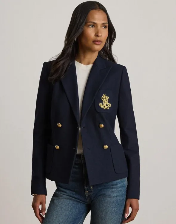 Double-Breasted Stretch Piqué Blazer