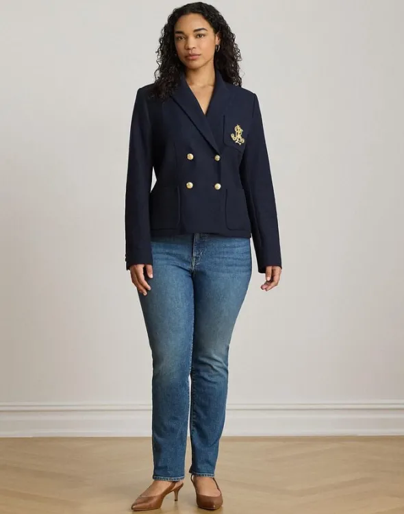 Double-Breasted Stretch Piqué Blazer