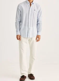 Douglas Linen Stripe Shirt-Classic Fit