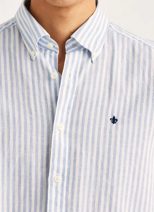 Douglas Linen Stripe Shirt-Classic Fit
