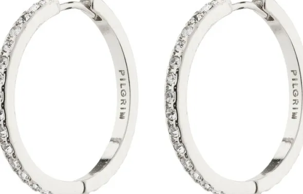 EBNA maxi crystal hoops silver-plated