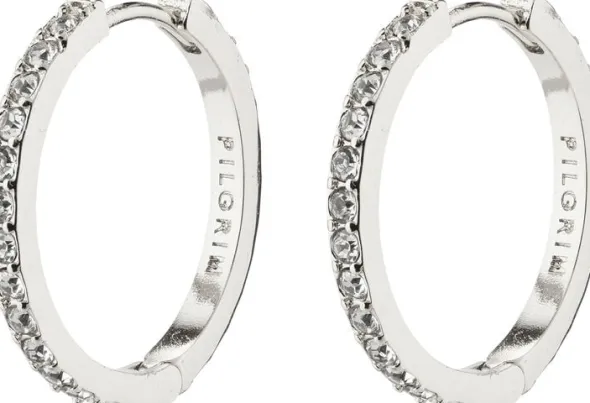 EBNA medium crystal hoops silver-plated