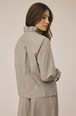 Ellen 4 Check Cotton Frill Shirt - 100% Cotton GOTS
