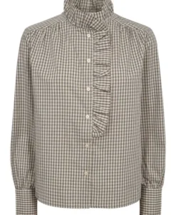 Ellen 4 Check Cotton Frill Shirt - 100% Cotton GOTS