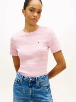 Flag Embroidery Crew Neck Slim T-Shirt