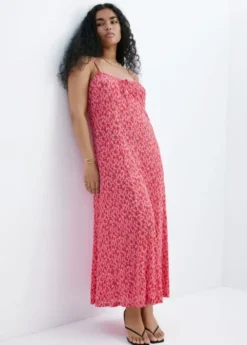 Floral-print pleated dress