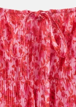 Floral-print pleated dress