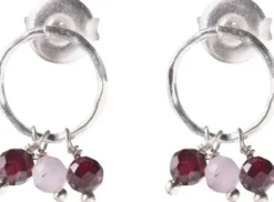 Genuine Garnet Rose Quartz Earrings SP
