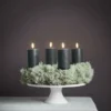 Giftbox w. spike, remote, LED pillar candle, Pine green, Smo