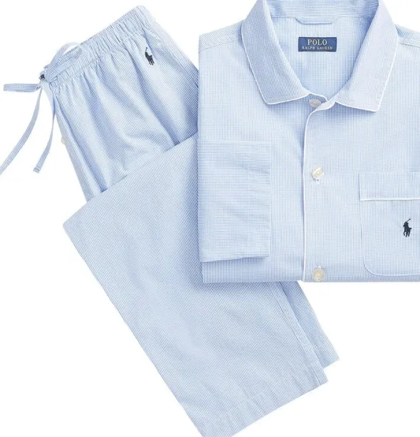 Gingham Poplin Long Sleep Set